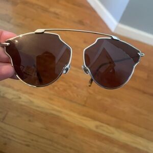 Dior SoReal Sunglasses with Silver Frame and Green Lenses